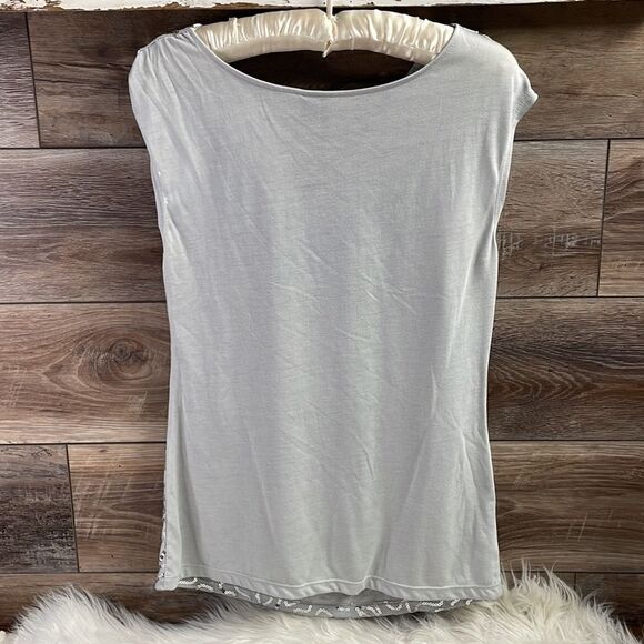 Nue Options Sequin Sleeveless Top Blouse, Gray and Silver, Size Medium - Picture 6 of 7